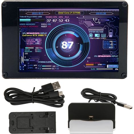 Moniteur de température pour ordinateur, mini écran IPS USB 3,5 pouces, compatible AIDA64, affichage dynamique des données du processeur et de la RAM, panneau de capteurs PC
