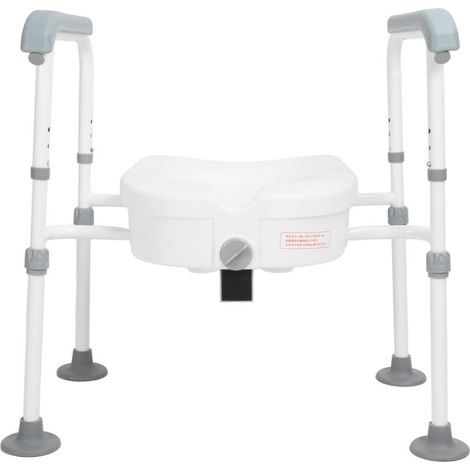 Siège de toilette surélevé avec poignées, rehausseurs en acier inoxydable à haute stabilité pour personnes agées et femmes enceintes (1/5)