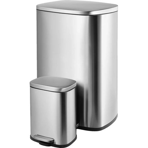 Poubelle de cuisine, fonctionnement à pédale, design résistant aux taches, Argent, 50L 5L (1/2)