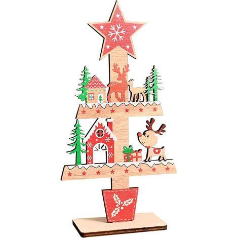Décorations de Table de Noël avec Renne Panneau en Bois pour Table de Noël Décoration Hivernale Rustique pour Étagère de Ferme ou Manteau de Cheminée (1/5)