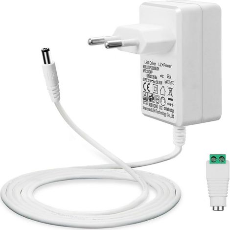12V 2A Alimentation pour Rubans à LED, Transformateur AC 200 240V à DC 12V Pilote Adaptateur De convertisseur 24W Driver avec Câble de 5ft/1,5m, Prise EU, Prise 5,5 x 2,1mm, GS TUV CE Approuvé (1/5)
