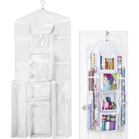 Organizador navideño – Doble cara – 10 bolsillos – 40 × 5,51 pulgadas – Puertas para regalos/traseras