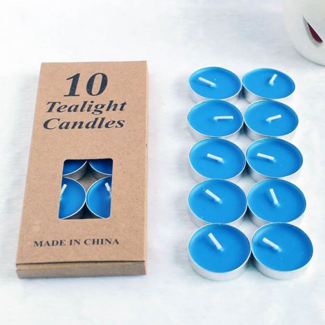 Set of 10 Candles Clear Flame Flickering Bougie for Home Decorations for Christmas, Xmas Tree, Easter, Wedding, Party-Blue (1/4)