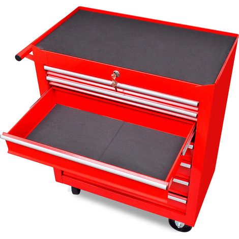Chariot à outils d'atelier avec 7 tiroirs Rouge (1/5)