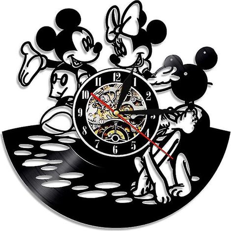 Horloge Murale Rétro Mickey et Minnie, Déco Vintage Maison, Cadran Vinyle 30cm, Horloge Murale de Collection (1/4)