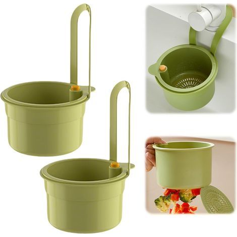Set mit 2 aufsteckbaren Abflusssieben zum Einhängen am Wasserhahn, kein Kleckern, abnehmbares Silikon für einfache Küchenreinigung und -organisation (grün) (1/5)