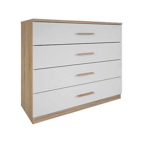 Commode 4 tiroirs blanc et naturel (1/5)