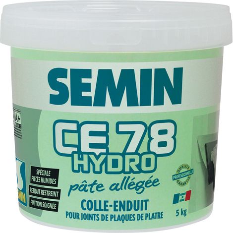 Semin – Pâte hydro allégée 5 kg – Enduit prêt à l'emploi pour joints de plaques de plâtre – Application facile en chantiers humides