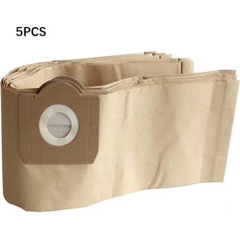Sacs à poussière en papier de rechange pour aspirateurs Kärcher MV3, WD3, WD3200, WD3300, A2204 et A2656, lot de 5 (1/5)
