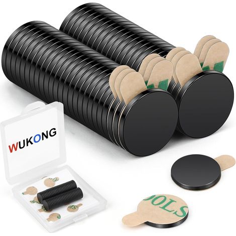10×1mm Petit Aimant Neodyme Autocollant, 50 Pièces Mini Aimanté Puissant Plat, Noir Aimants Tableau Magnétique pour Tableaux Blancs, Bureaux et Panneaux d'Affichage (1/5)