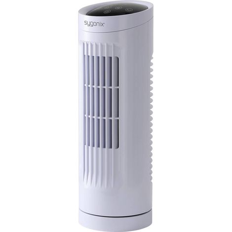 Sygonix Ventilateur colonne 20 W (Ø x H) 111 mm x 328 mm blanc minuteur, oscillant, témoin de contrô
