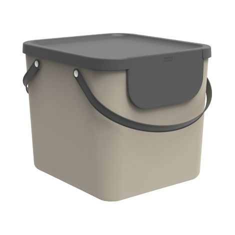 Rotho Albula - Sistema de Separación de Residuos 40 L para la Cocina, Plástico (PP) sin BPA, Marrón Capuchino/Gris Antracita, 40 L (40.0 x 35.8 x 34.0 cm)