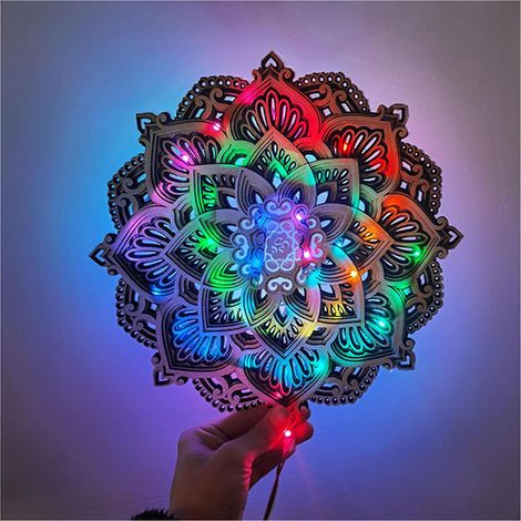Mandala-Yoga-Zimmer-Nachtlicht, bunte Wandlampe, personalisiertes Ornament für das Wohnzimmer
