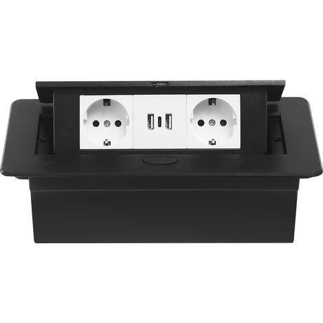 Prise de table escamotable 16A 250V, prise rétractable, prise encastrée pour bureau à domicile, avec port USB 5V 3.1A, Luminaire (1/5)