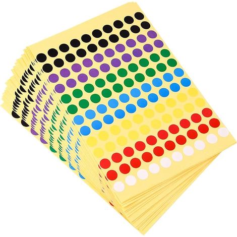 Kuuqa 20 feuilles d'étiquettes autocollantes rondes, 8 mm, 7 couleurs, 2600 points (1/5)