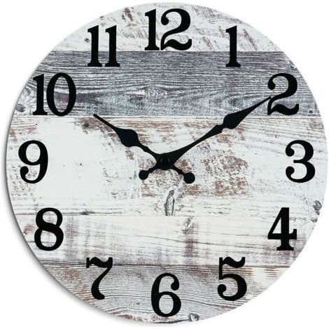 Horloge Horloge Murale Grise - Horloge Murale Rustique de 25 cm à Piles, Silencieuse, Horloge de Campagne Vintage pour Cuisine, Salle de Bains, Chambre à Coucher, Salon, Bureau, Maison (1/5)