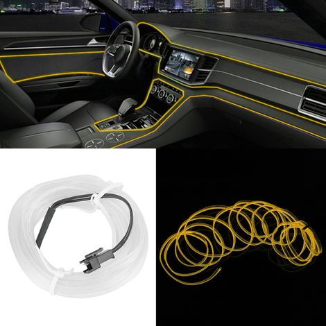 Bande lumineuse décorative pour voiture, éclairage intérieur LED EL, pièces de modification jaune (1/5)