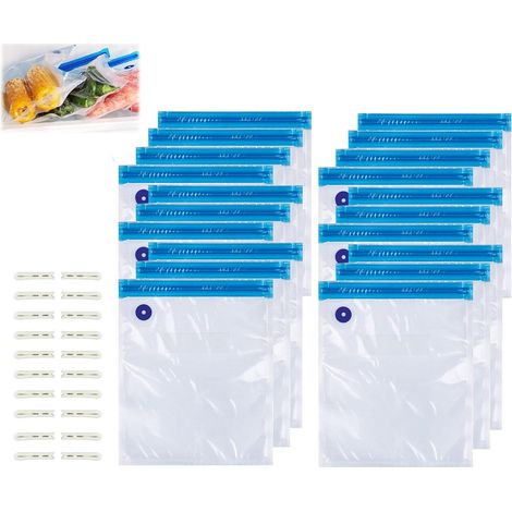 Vakuumbeutel 30 x 34 cm, 20er-Packung, wiederverwendbar – Doppelreißverschluss für Sous-vide-Garen – auch geeignet zur Aufbewahrung von 3D-Druckerfilament auf Reisen (1/5)