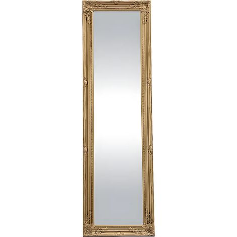 Specchio su piede con modanature Legno di Eucalipto H170 cm Dorato - HONORE (1/5)
