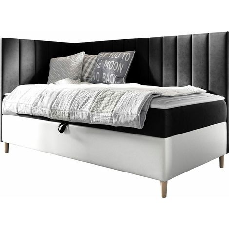 Cama continental Lucus, Soft 017 + Fresh 17, Continental, Individuales, 80x200, Tapiz, Cuero ecológico, Somieres, 88x208x115cm (1/5)