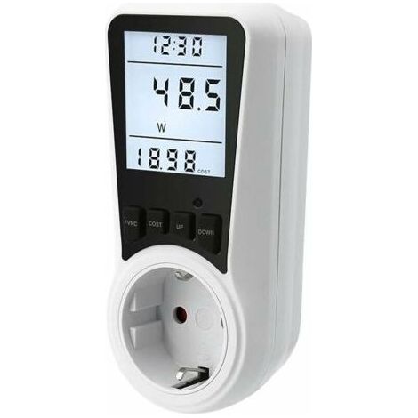Compteur d'électricité pour prise de courant, compteur de consommation d'énergie, ampèremètre, prise de courant, compteur d'électricité avec écran LCD, 3680 W MAX/16 A (1/5)