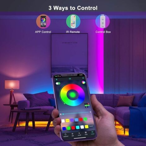 Contrôleur Bluetooth LED RGB à port unique, prend en charge la synchronisation musicale et le contrôle par application, 5V/24V, bande LED 4 broches. (1/3)