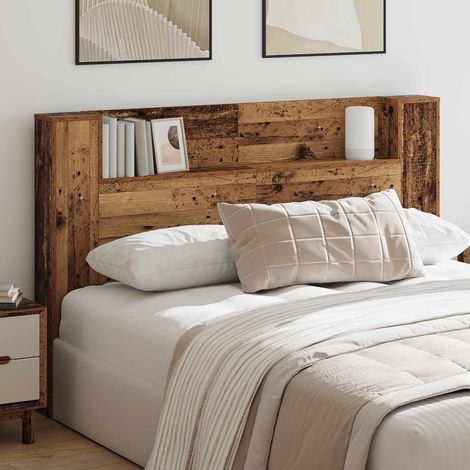 vidaXL Cabecero de almacenamiento con LED Madera envejecida 160 cm (1/5)