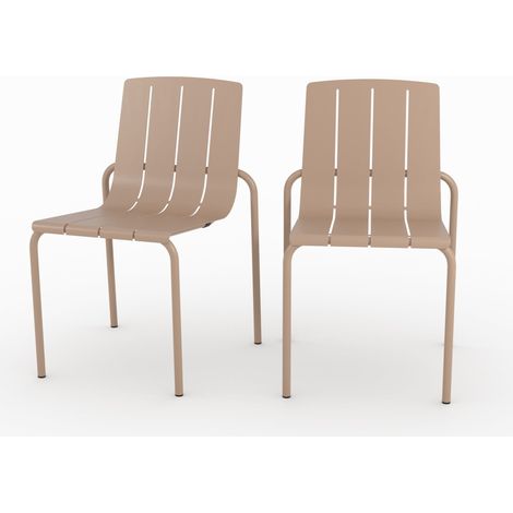 Lot de 2 chaises de jardin en métal taupe - Suna