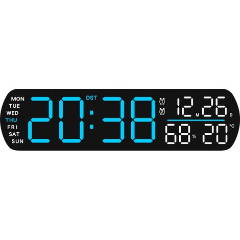 Digital wall clock with LED display, a new multifunctional and creative wall clock that digitally displays the time/date/temperature/day of the week (1/3)