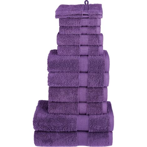 12 tlg. Premium-Handtuch-Set SOLUND Lila 600 g/m² (1/5)