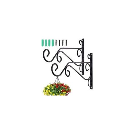 crochets pour plantes suspendues en fer forgé, robustes et élégants, pour décoration de balcon, jardin, pot de fleurs, corde légère - Crezuo (1/4)