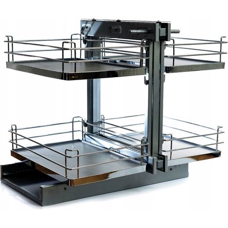 Panier d'angle double face Magic Corner 800/900 mm, fond plein, anthracite (1/5)