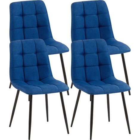 Lot de 4 chaises de salle à manger en tissu bleu pieds métal noir design moderne et confortable CDS10410 (1/5)