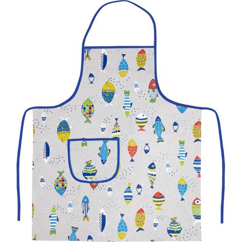 Pack 2 Pezzi Grembiule Alto Pettorina Cucina Chef Casa Con Tasche  Pesci Colorati (1/5)