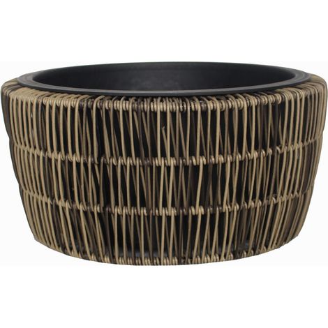 TrendLine Polyrattan Schale Ø 36 x 17 cm mit Einsatz Gartenfiguren & Verzierungen