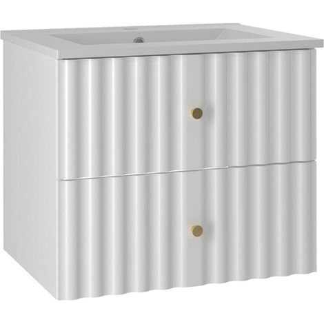 Mueble lavabo individual encastrado 60cm Izae Blanco (1/4)