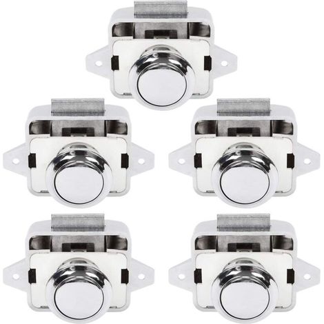 Bouton poussoir pour camping-car - Bouton de fermeture de porte de placard pour camping-car, caravane, 5 pièces, argent (1/4)
