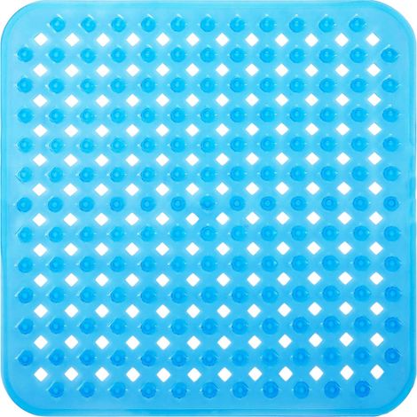 Blaue Dusch-/Badewannenmatte, 53 x 53 cm, rutschfeste Badewannenmatte, quadratische rutschfeste Duschmatte mit Saugnäpfen, Anti-Rutsch-Matte, maschinenwaschbar (1/5)