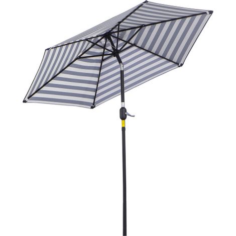 Ombrellone con struttura in acciaio per il giardino/terrazzo, a strisce blu, diametro 230×altezza 216 cm, per uso outdoor