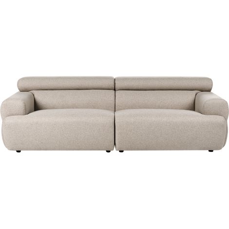 Sofá de 3 plazas tapizado de tela reposabrazos reposacabezas fácil de limpiar estilo moderno beige Hovden