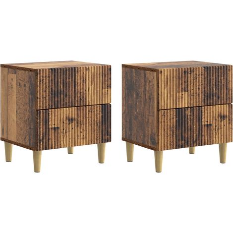 Bedside Cabinet with Drawer 2 pcs Old Wood 43 x 34.5 x 48 cm vidaXL