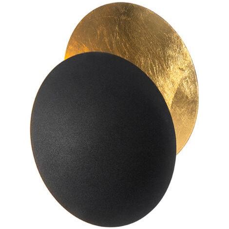Qazqa – Applique murale moderne noire et or Ø 200 mm – Éclairage intérieur pour salon, chambre, cuisine, salle à manger – Culot G9, IP20 (1/5)