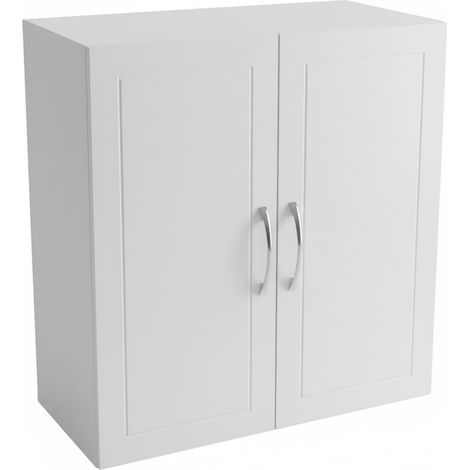 White Wall-Mounted Bathroom Cabinet, Adjustable Shelves (1/5)