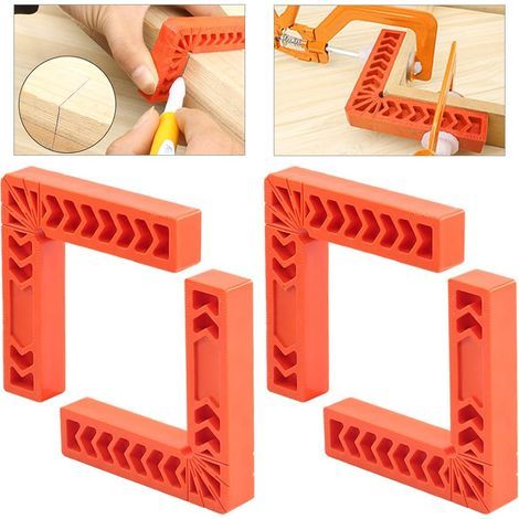 Lot de 4 équerres de positionnement à 90 degrés 150 mm pour le travail du bois, cadres photos, boîtes, armoires ou tiroirs, règle à angle droit de type L, outil de charpentier (150 mm) (1/5)