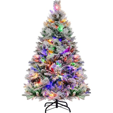 136 cm kunstlicher weihnachtsbaum mit schnee 8 lichtmodi