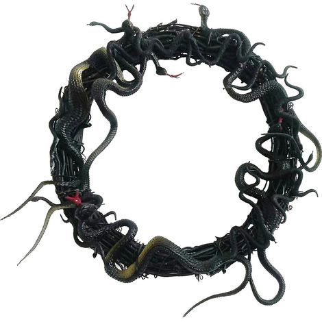 Couronne d'Halloween noire, couronne de serpent, couronne de porte avec branches, décoration de fête d'Halloween