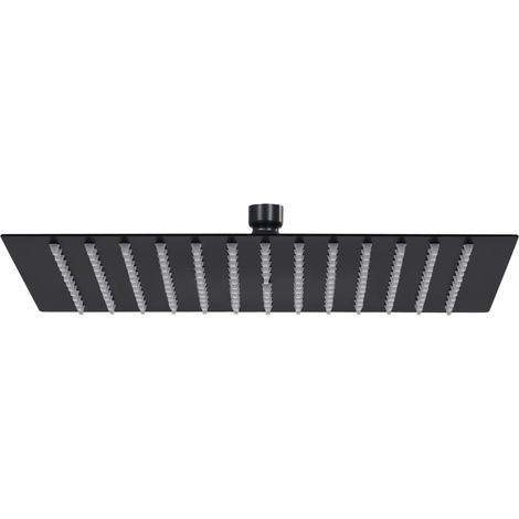 Pomme de douche pluie pulvérisateur pommeau de douche tête de douchette accessoire de salle de bain acier inoxydable 25 x 25 cm carrée noir