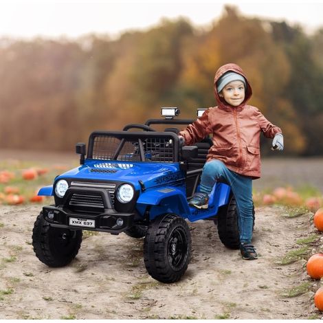 Auto elettrica per bambini 12V telecomandata, con LED, musica, clacson, doppio motore, blu HAVRYA (1/4)