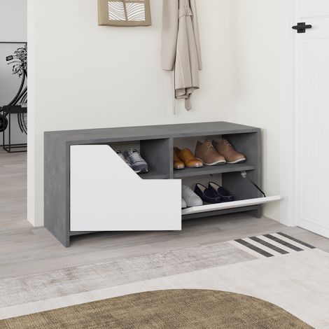Schuhschrank Nexus Grau Weiß Melamin 105x47x37 cm