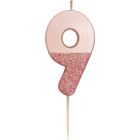 Bougie numéro 9 à Paillettes en Or Rose Décoration de gâteau Jolie, Scintillante pour Les Enfants, Adultes, 9e, 90e, Anniversaire, Jalon (1/5)